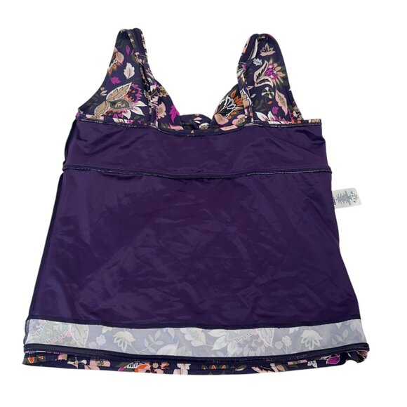 Lands End Womens Floral Tankini Top Sz 16 W/Built-In Bra Support Deep V-Neckline - Picture 6 of 13